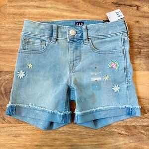 NWT GAP Embroidered Regular Stretch Denim Midi Shorts Girl's Size 6